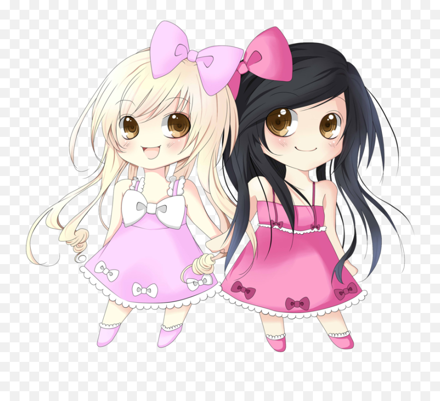 Two Anime Girls Best Friends - Pink Friends Cartoon Girl Emoji,Best Friend Clipart