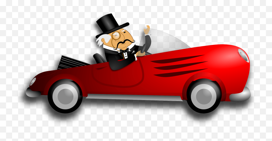 Retro Sport Car With A Gentleman Driver - Magnate Definicion Emoji,Englishman Clipart