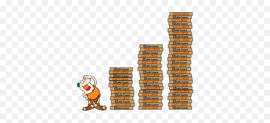 Pizza Box Png For Kids - Little Caesars Logos 411x361 Cartoon Stack Of Pizza Boxes Emoji,Little Caesars Logo
