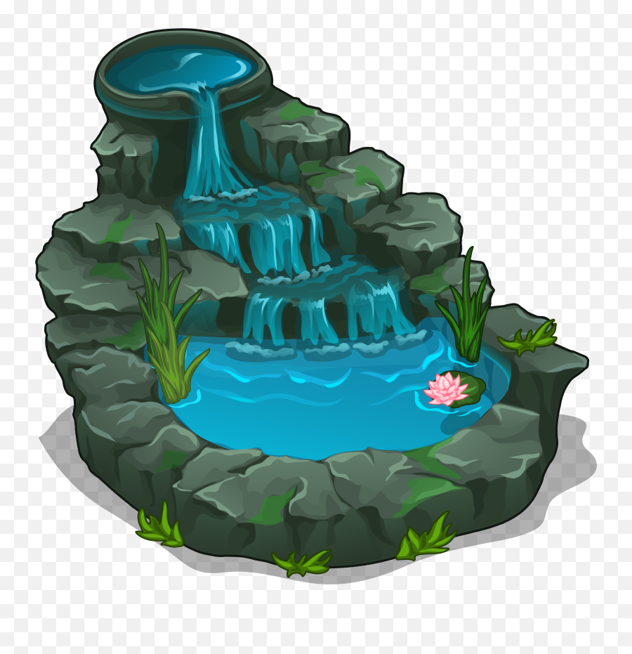 Silhouette Clip Art - Water Falls Clipart Png Emoji,Pond Clipart