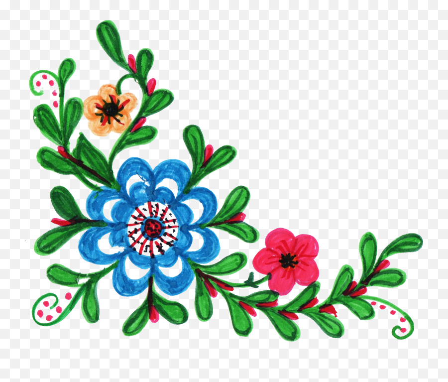 Vintage Flower Clipart File Source - Colorful Border Design Clipart Emoji,Flower Clipart