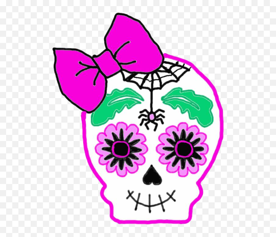 Cute Sugar Skull Clipart - Cute Skull Halloween Clipart Emoji,Free Clipart