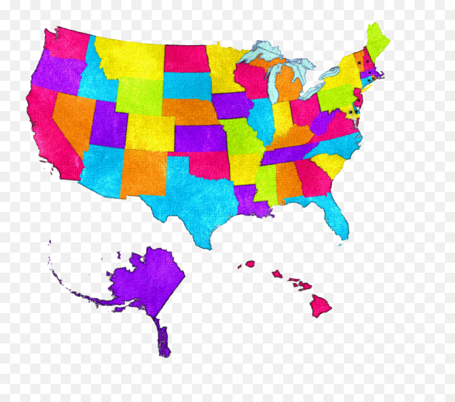 Watercolor Us Map Us Map Usa Map Map - Covid 19 Trends By State Emoji,Usa Map Png