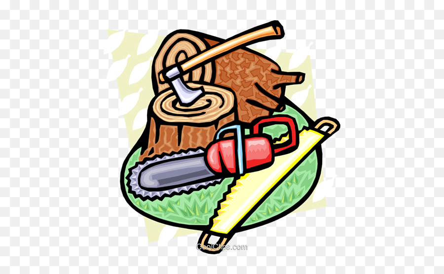 Logging Tools Royalty Free Vector Clip Art Illustration - Transparent Illegal Logging Clipart Emoji,Lumberjack Clipart