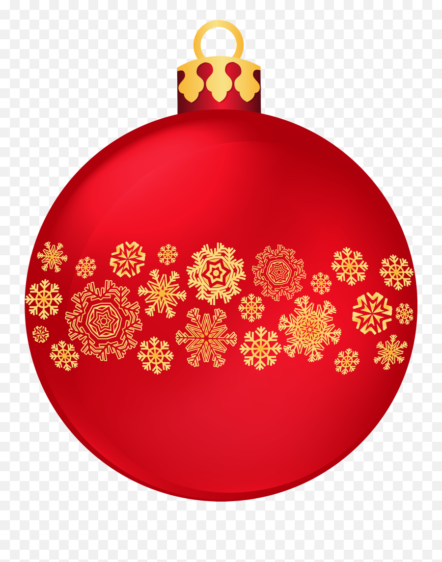 Red Christmas Ball With Snowflakes Png Clipar - Snowflake Clipart On Red Emoji,Snow Flakes Png