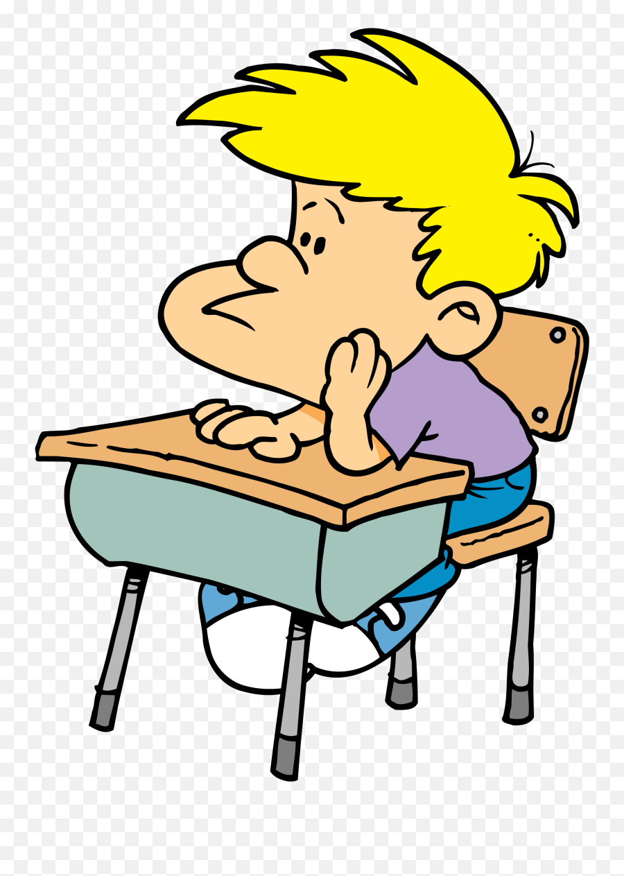 Bored Student Sitting At Desk Clipart - Paying Attention Clipart Emoji,Bored Clipart