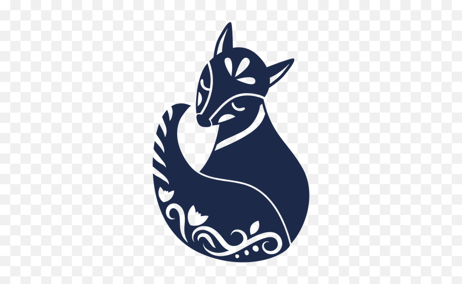 Fox Flower Pattern Ornament Illustration - Transparent Png Folk Artsilhouette Emoji,Flower Pattern Png