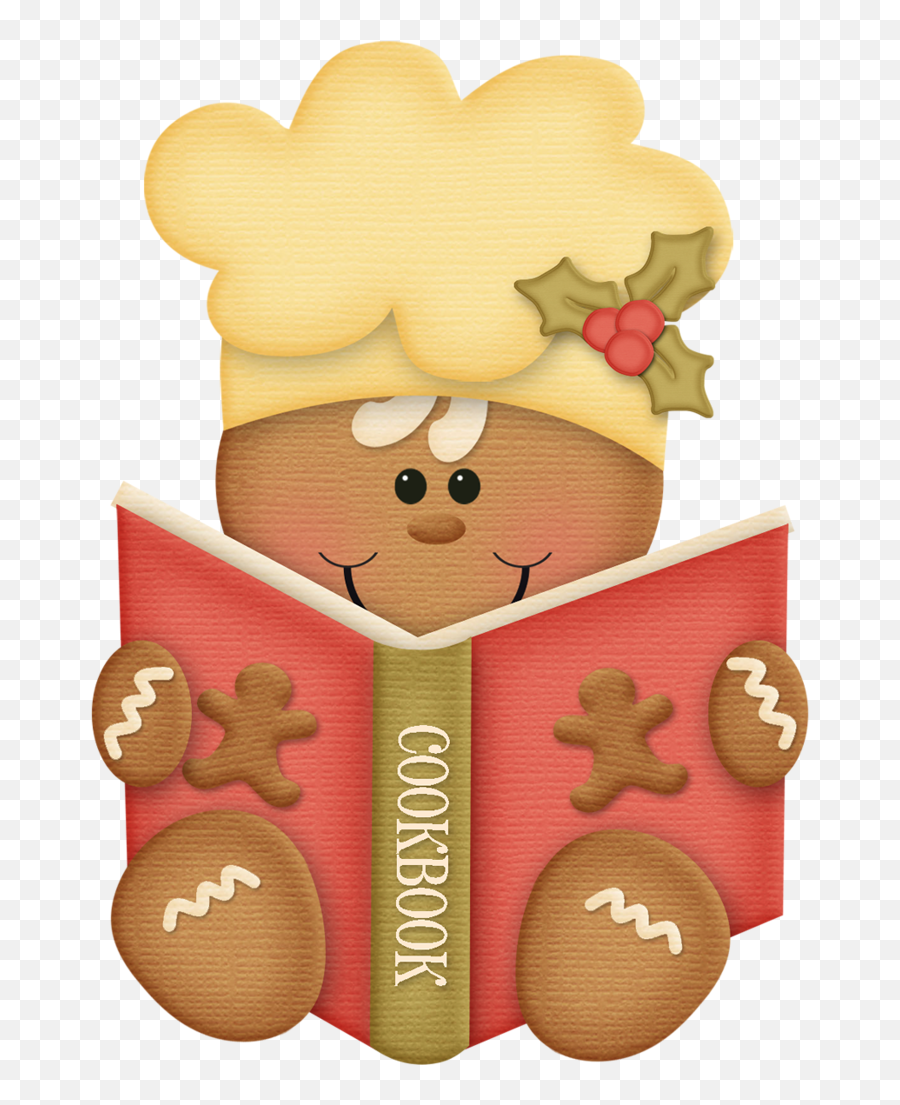 Gingerbread Man With Cookbook - Galletas De Jengibre Galleta Jengibre Animado Navidad Emoji,Gingerbread Man Clipart