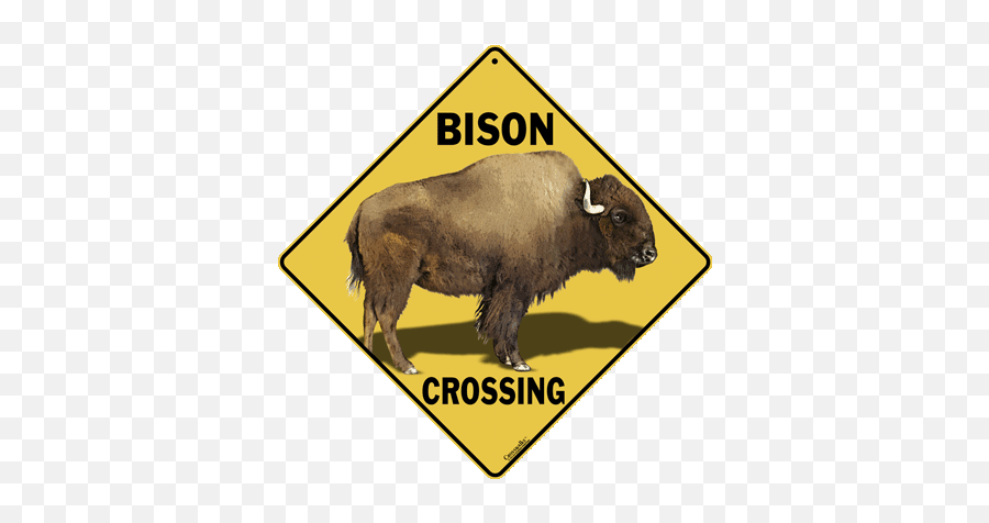 Bison Crossing Sign - Moose Crossing Sign Emoji,Bison Png