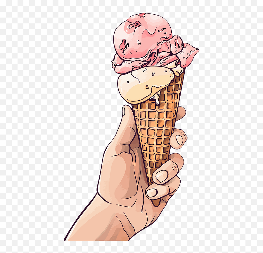 Hand Holding A Waffle Cone Filled With - Ice Cream Waffle Cones Clipart Emoji,Ice Cream Clipart