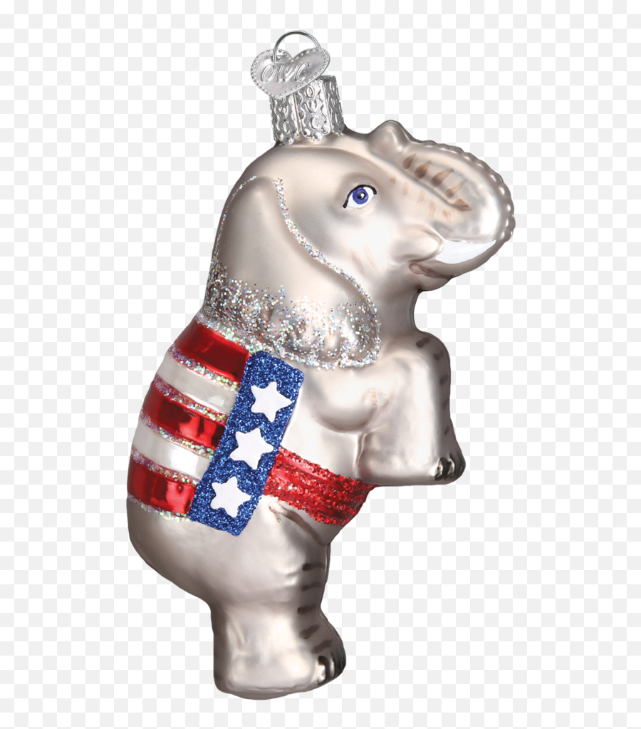 Republican Elephant Old World Christmas Blown Glass Ornament - Hooked On Ornaments Republican Elephant Tattoo Emoji,Republican Elephant Logo