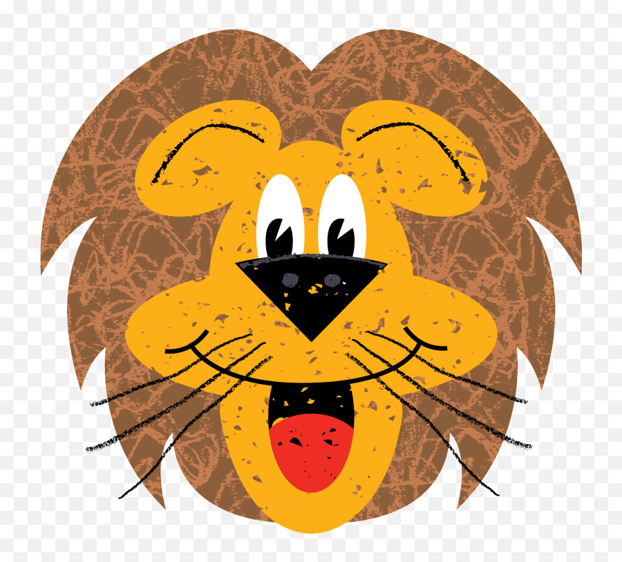 Hand Painted Cute Cute Lion Head - Happy Emoji,Lion Head Clipart