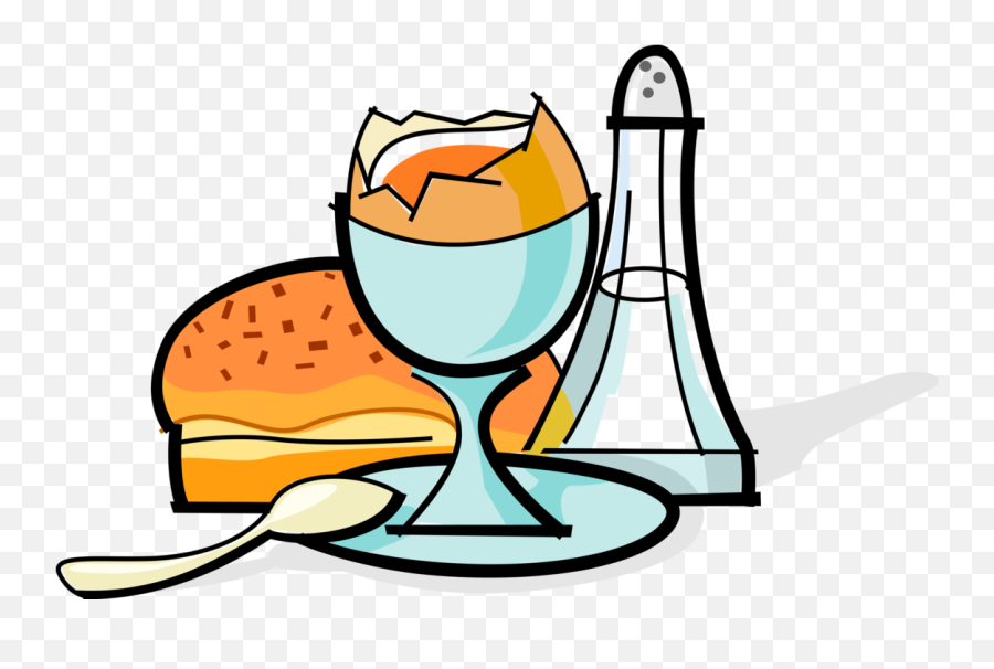 Soft Boiled Egg With Salt Shaker And - Half Boiled Egg Cartoon Emoji,Salt Shaker Clipart