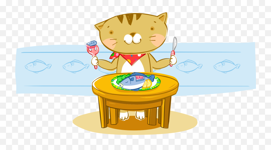 Cat Fish Cartoon Eating - Gambar Animasi Kucing Makan Emoji,Cat Fish Clipart