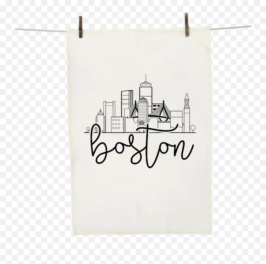 Boston City Skyline Dish Towel - Boston Cityscape Line Emoji,City Skyline Transparent
