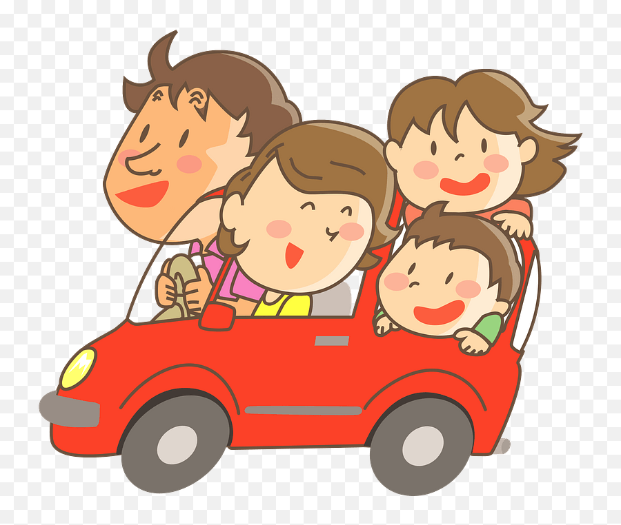 Family Is - Happy Family In Car Cartoon Emoji,Road Trip Clipart
