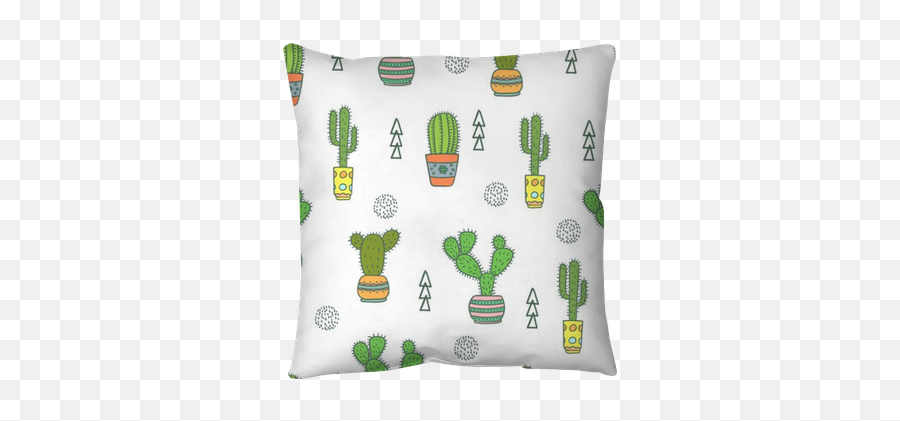 Cactus Seamless Pattern Doodle Colorful Flowers In Pots Vector Background With Cute Cactus Throw Pillow U2022 Pixers - We Live To Change Emoji,Cactus Transparent Background