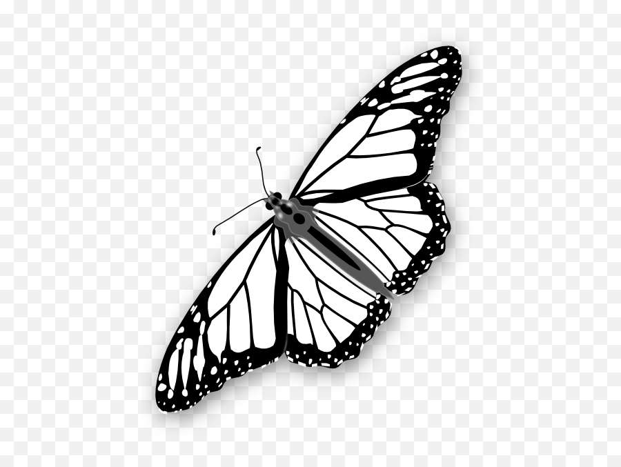Monarch Butterfly Bw Clip Art At Clker - Monarch Butterfly Transparent Background Emoji,Monarch Butterfly Clipart
