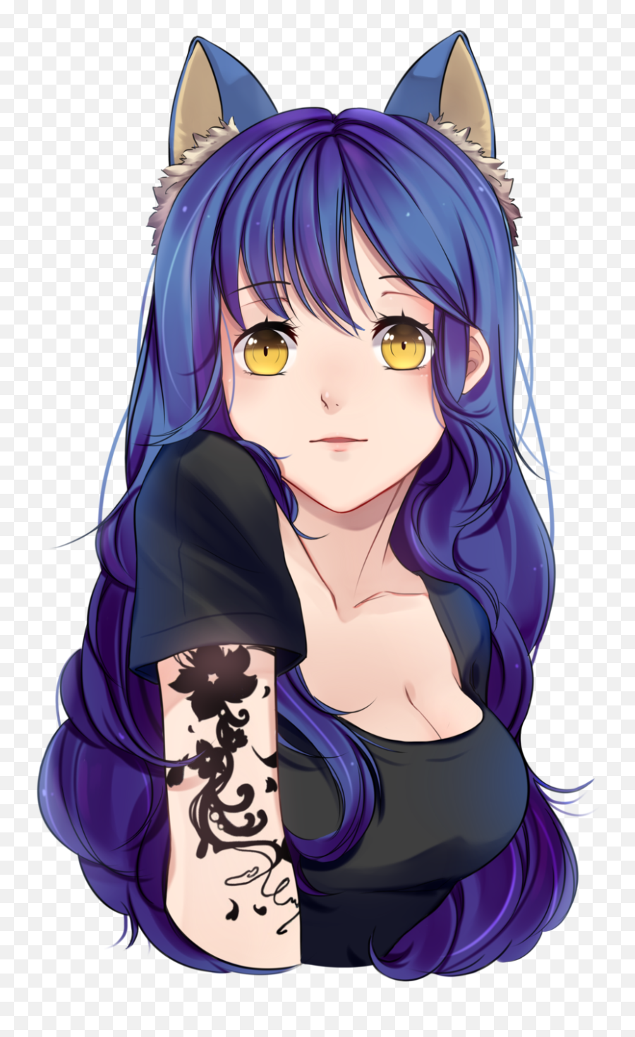 Anime Girl Png - Tattoo Anime Cat Girl Emoji,Anime Girl Transparent Background