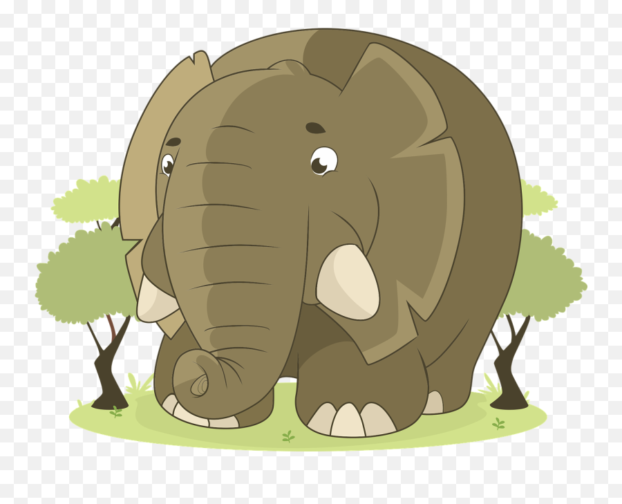 Grass Elephant Clipart - Elephant Eating Grass Cartoon Emoji,Elephant Clipart