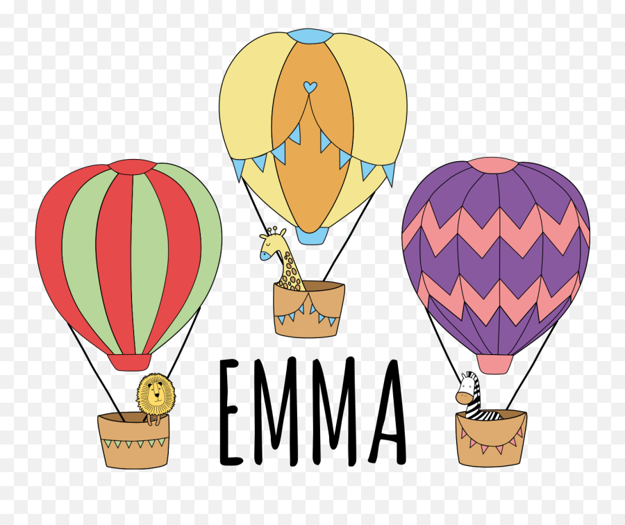 Balloons With Cute Animals Illustration Decal - Tenstickers Emoji,Cute Hot Air Balloon Clipart