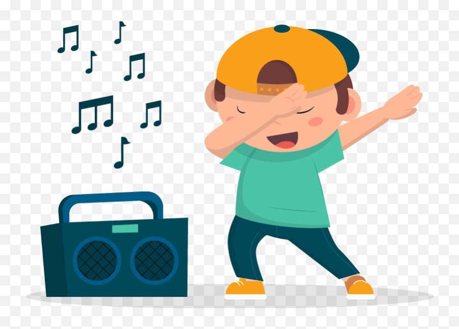 Dancing Kid Kids Bedroom Wall Decal - Music Subject Cartoon Png Emoji,Boombox Clipart