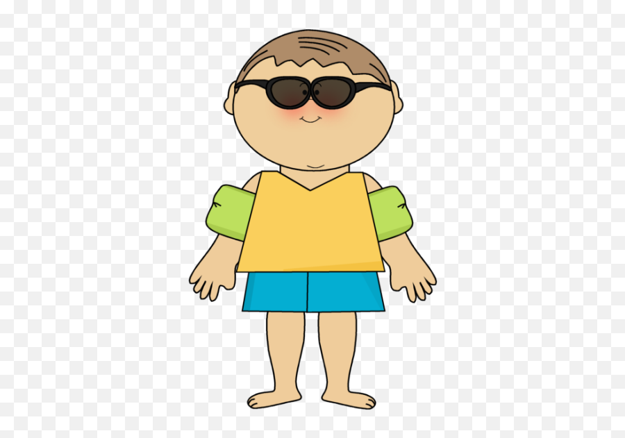 Boy Wearing Arm Floats Clip Art - Summer Kid Clipart Emoji,Summer Clipart