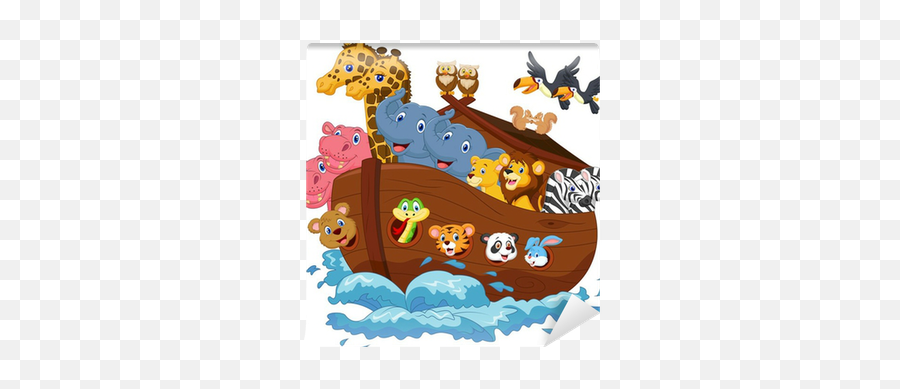 Noahu0027s Ark Cartoon Wall Mural U2022 Pixers - We Live To Change Ark Birthday Poster Emoji,Noah's Ark Clipart