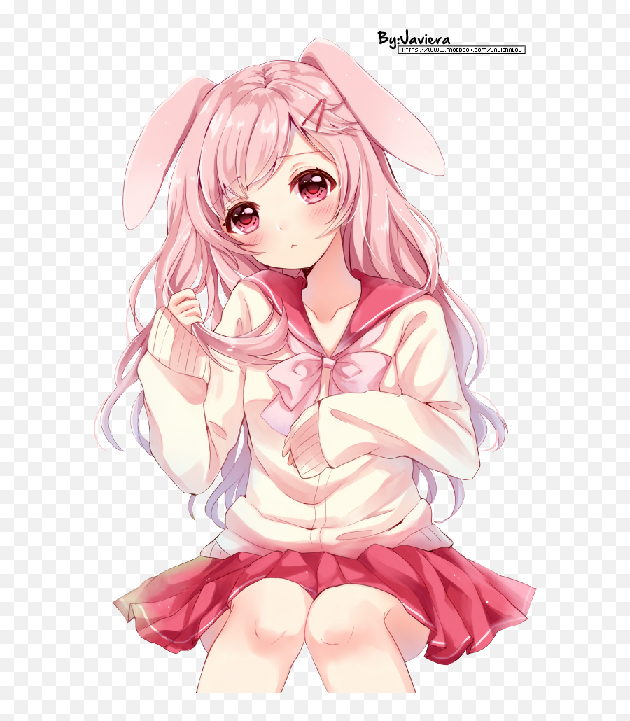 Anime Transparent - Cute Bunny Anime Girl Transparent Png Kawaii Bunny Anime Girl Emoji,Cute Anime Girl Transparent