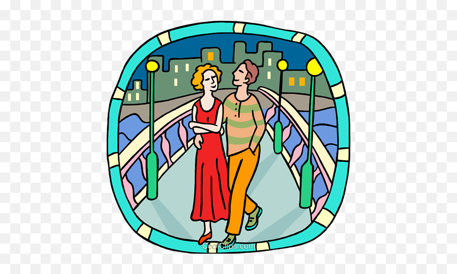 Couple Walking Over A Bridge Royalty Free Vector Clip Art Emoji,Couple Walking Png