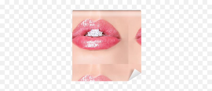 Sexy Lips With Diamond Ring Beauty Pink Lip Gloss Mouth Emoji,Lip Ring Png