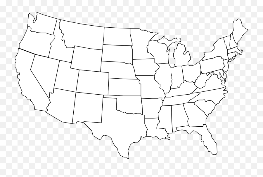 Black And White Map Of The United - White United States Map Png Emoji,United States Map Clipart