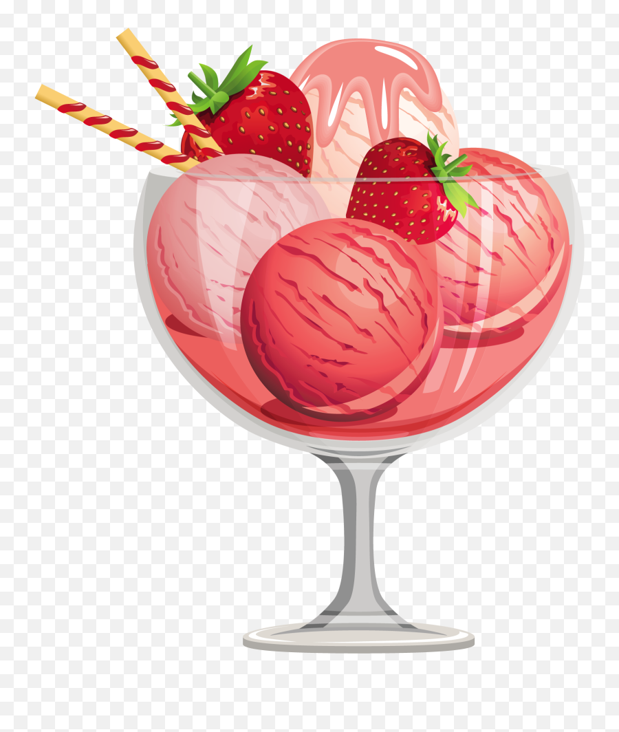 Strawberry Ice Cream Clipart - Strawberry Sundae Clip Art Emoji,Ice Cream Clipart
