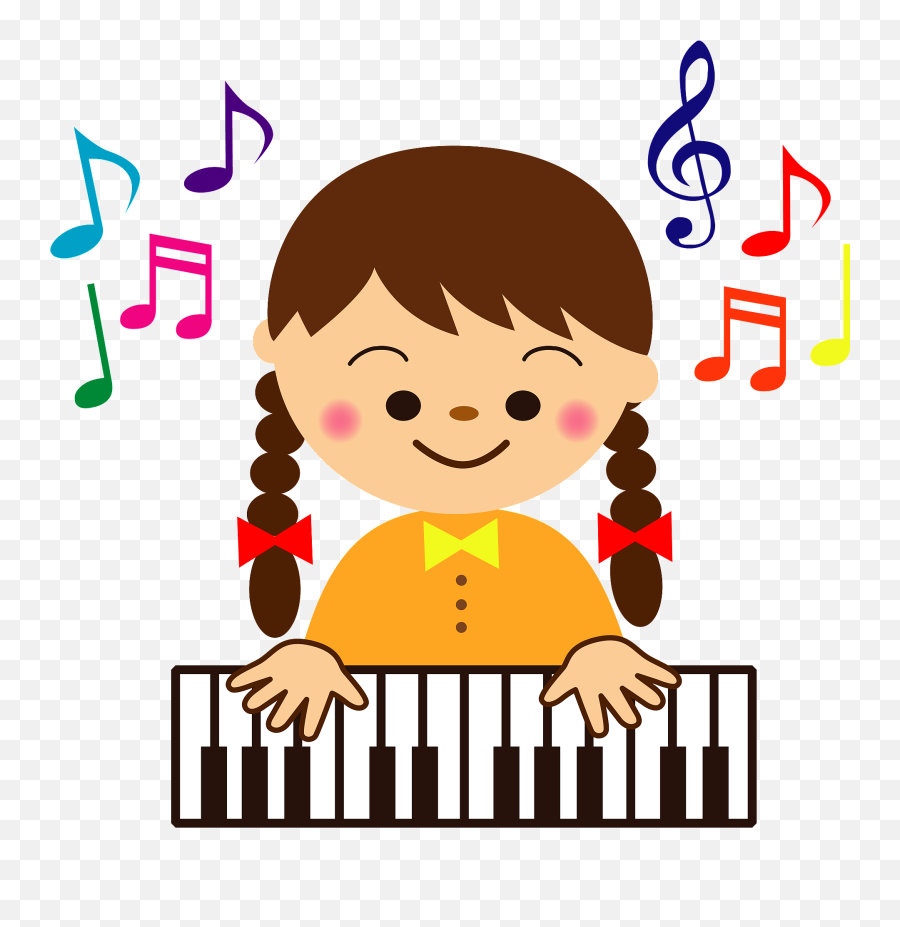 Girl Is Playing Piano Clipart - Girl With Piano Clipart Emoji,Piano Clipart