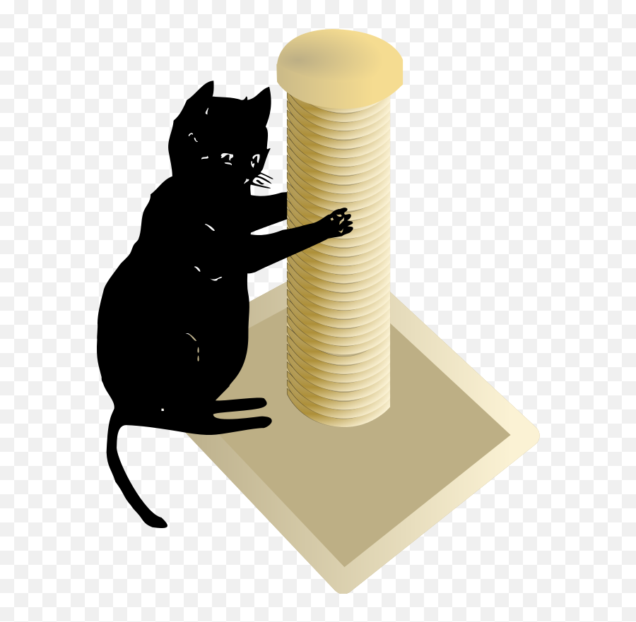 Cat And Scratching Post - Cat Using Scratching Post Clipart Emoji,Clipart - Cat