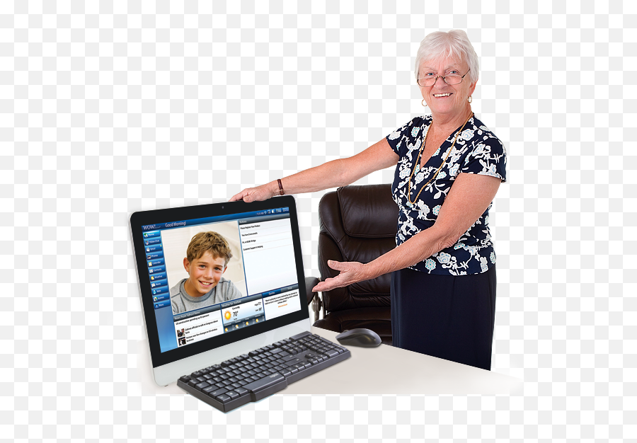 Old Lady - Old Woman Using Computer Png Emoji,Old Computer Png