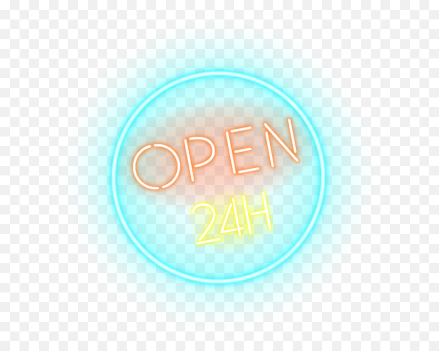 Hours Stock - Open 24 Hours Neon Png Emoji,Neon Logo