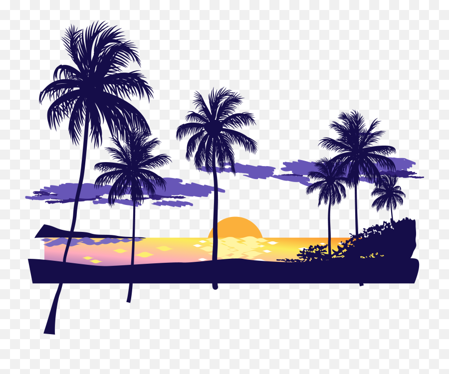 Transparent Desert Sunset Clipart - Transparent Sunset Beach Clipart Emoji,Sunset Clipart