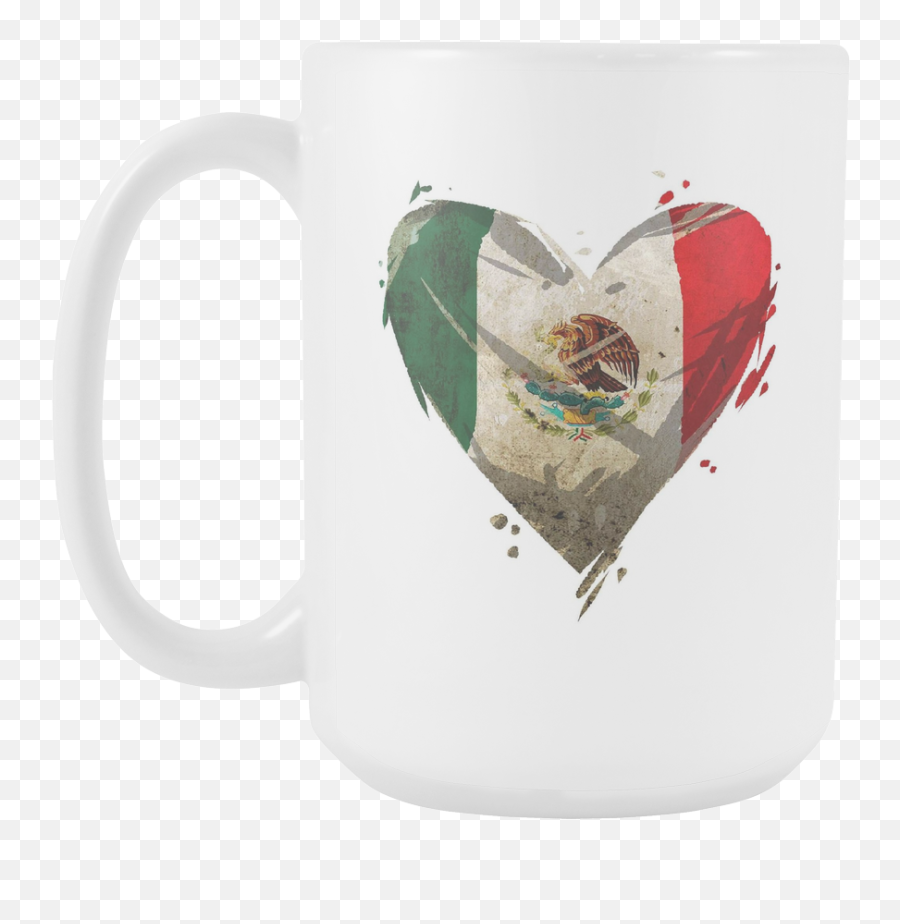 I Love Mexico Mexican Flag Heart Distressed Souvenir Gift White 15oz Mug - Magic Mug Emoji,Mexico Flag Png