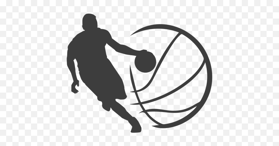 Basketball Player Ball Silhouette - Basketball Silhouette Logo Png Emoji,Basketball Silhouette Png