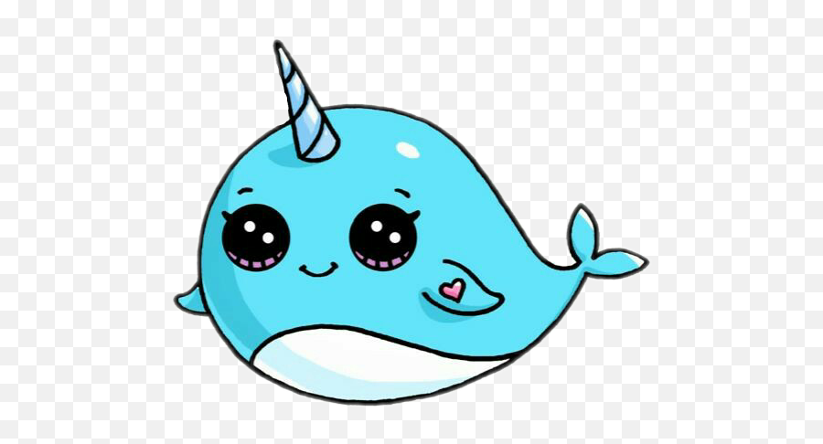 Dolphin Blue Whaleunicorn Sticker - Cute Unicorn Drawing Emoji,Unicorn Horn Clipart