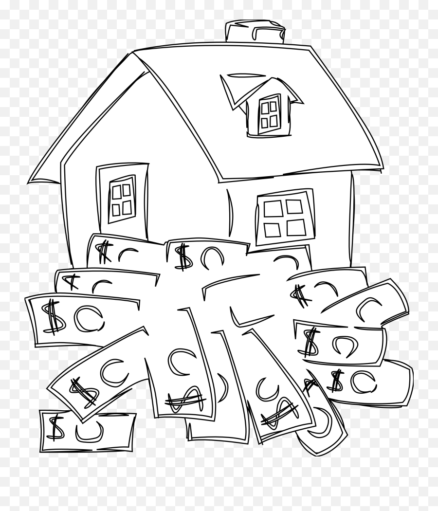 House Sitting - House With Money Drawing Emoji,Money Clipart Black And White
