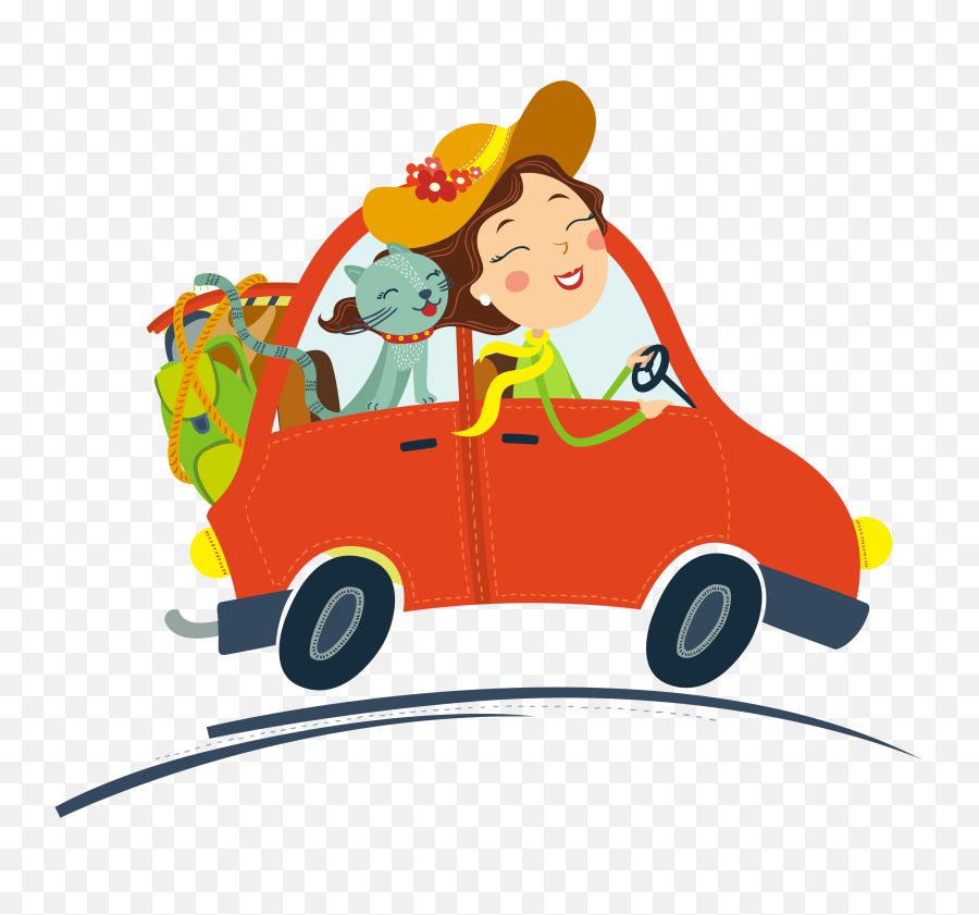 Library Of Cat Driving Car Graphic Library Stock Png Files - Car Traveling Clipart Emoji,Cars Clipart