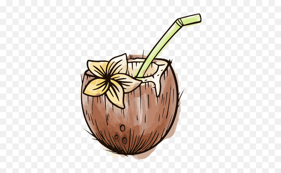 Coconut With Straw Watercolor Ad Paid Affiliate Emoji,Coconut Drink Clipart