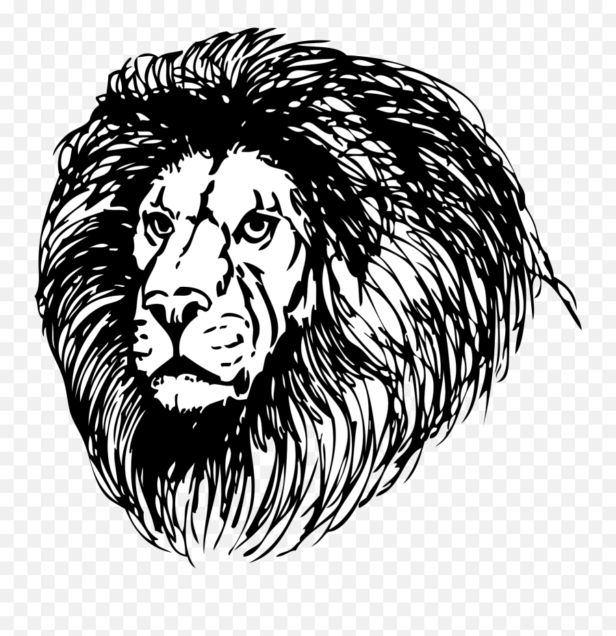 Black And White Lion Head Png Png Image - Lion Line Art Svg Emoji,Lion Head Clipart