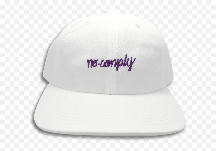 No - Comply Embroidered Script Logo 6 Panel Hat White Unisex Emoji,Script Logo