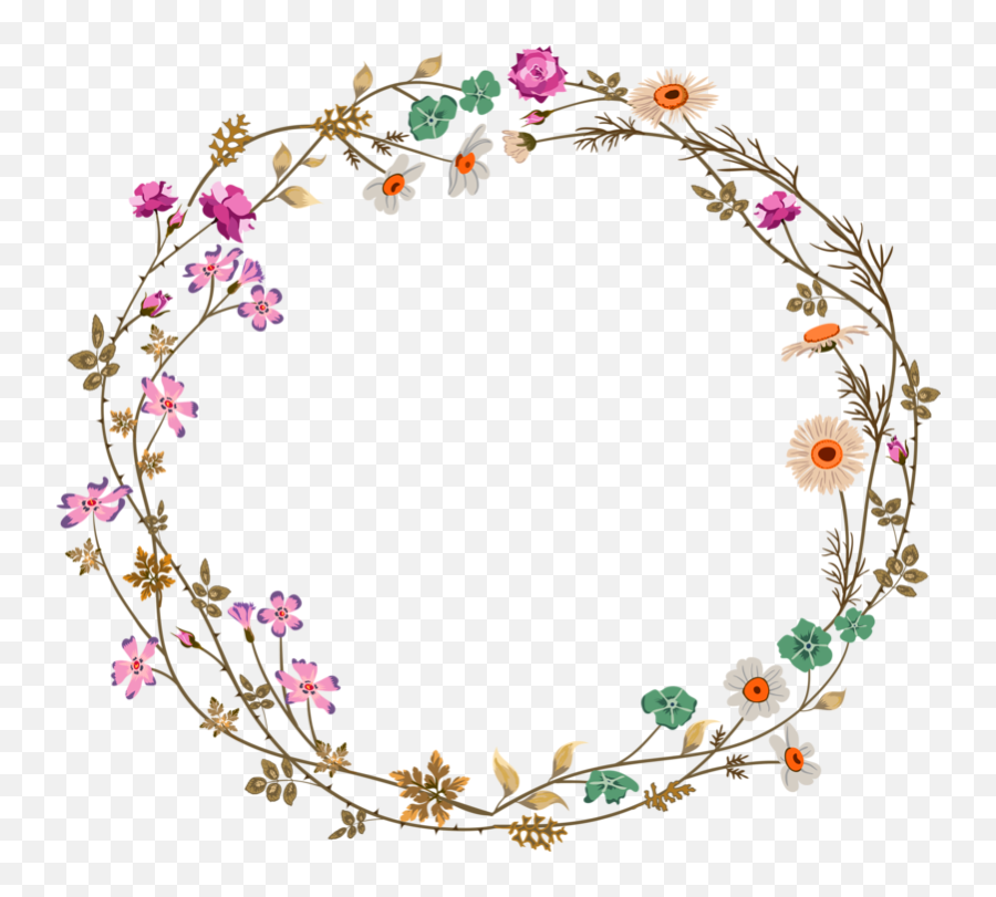 Flower Circle Border Transparent - Flower Transparent Background Circle Emoji,Flower Border Transparent