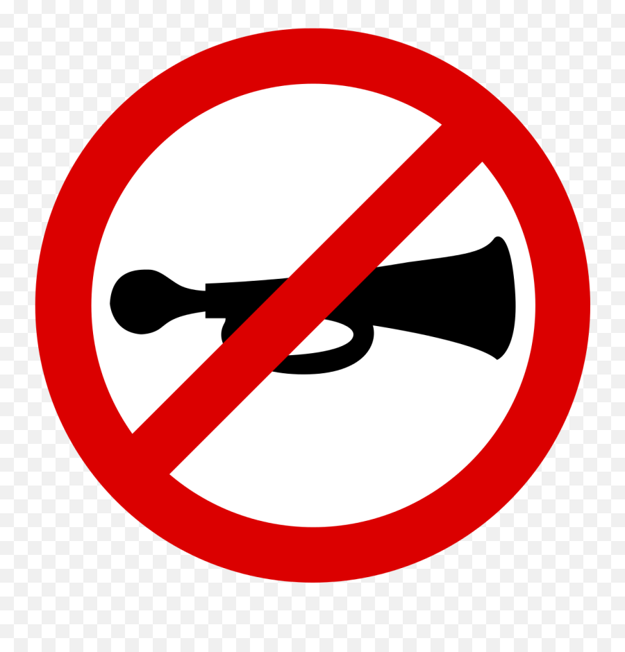 No Sounding Of Vehicle Horn - Horn Prohibited Road Sign Emoji,Shark Fin Clipart