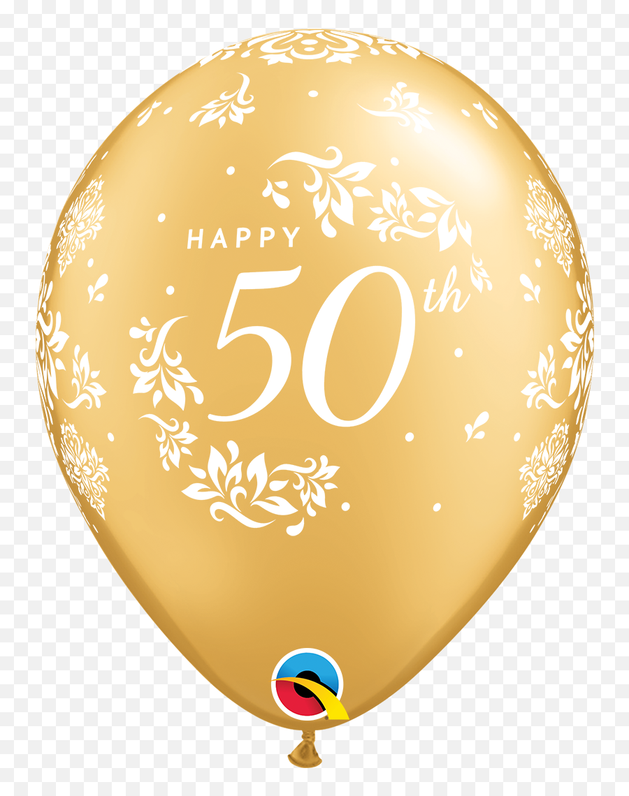 11 Gold 50ct 50th Anniversary Damask Latex Balloons - Happy 50th Anniversary With Balloons Emoji,Gold Balloons Png