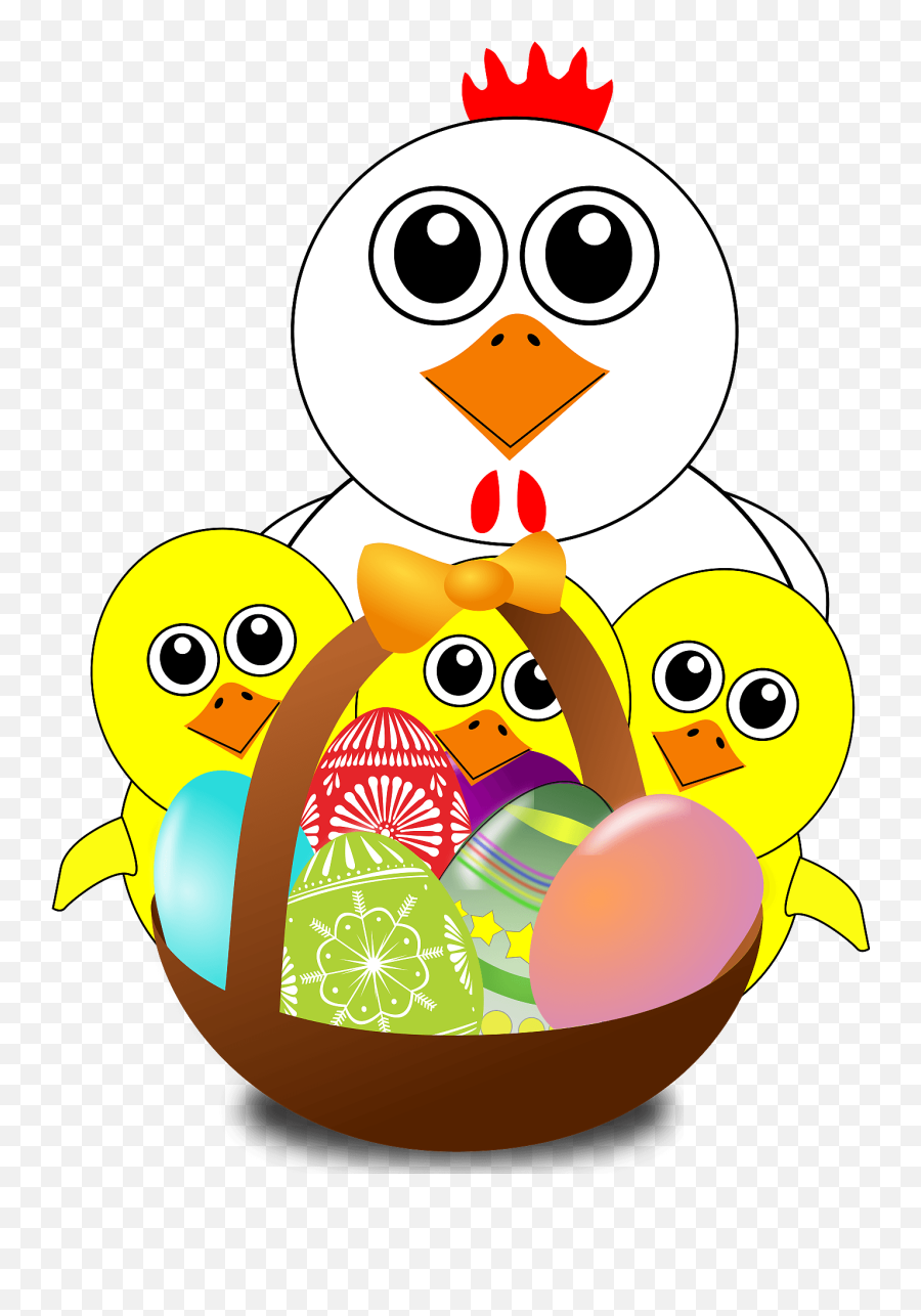 Funny Chicken And Chicks Cartoon Easter Clipart Free - Cartoon Transparent Animated Eggs Emoji,Easter Clipart Images